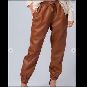 Vegan Faux Leather Joggers